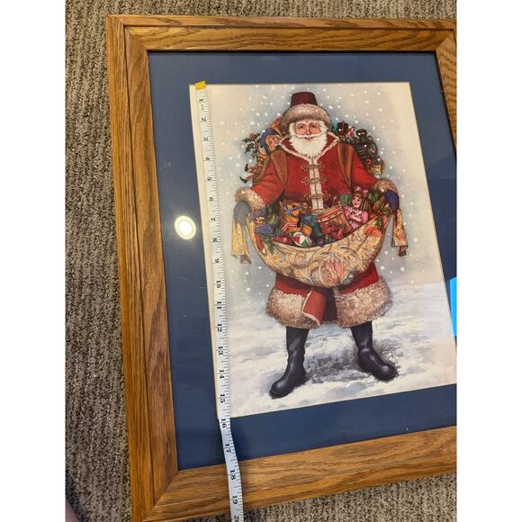 1991 Nadine Harper Old World Santa Claus Print in Wood Framed. - Picture 2 of 5